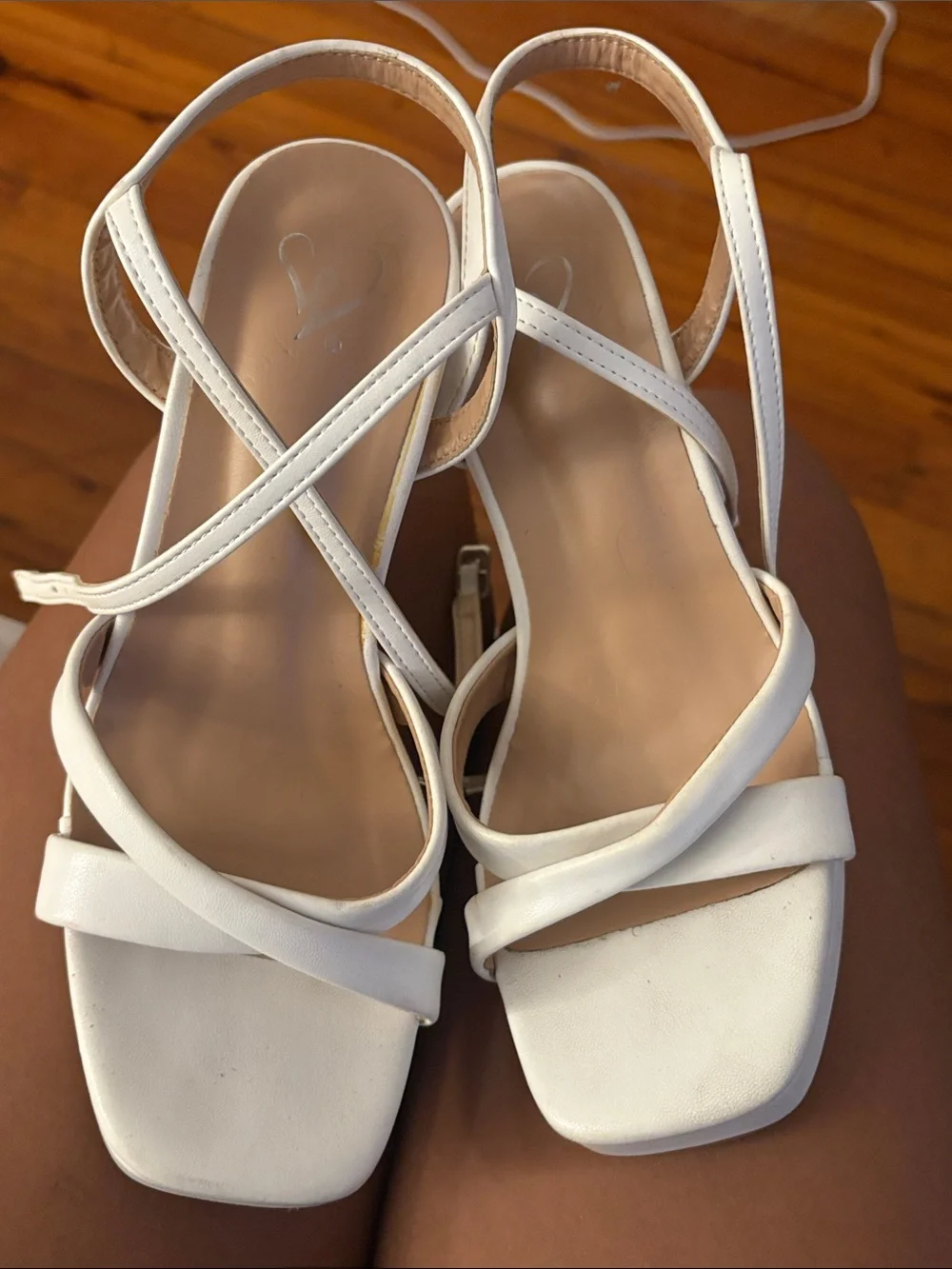 Windsor White Strappy Block Heel Sandals
